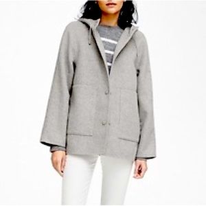 Banana Republic Double Faces Fleece Coat Hooded Jacket Size XS in Light Grey